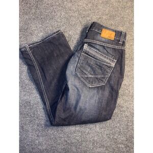 BKE Carter Jeans Womens Size 29 Black Denim‎ Whiskerd Double Stitch Straight Leg
